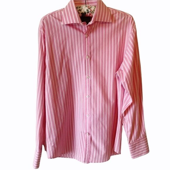 ROAR BUTTON Shirt, Pink/White, Size M - Picture 1 of 8